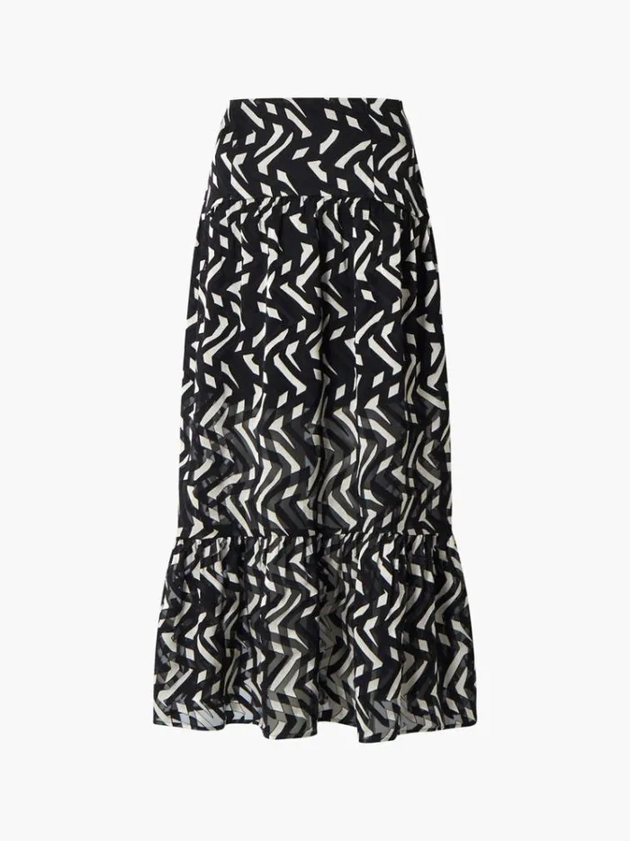 French Connection Skirts and Shorts Diandra Satin Devore Skirt Blackcream 8211 Woman
