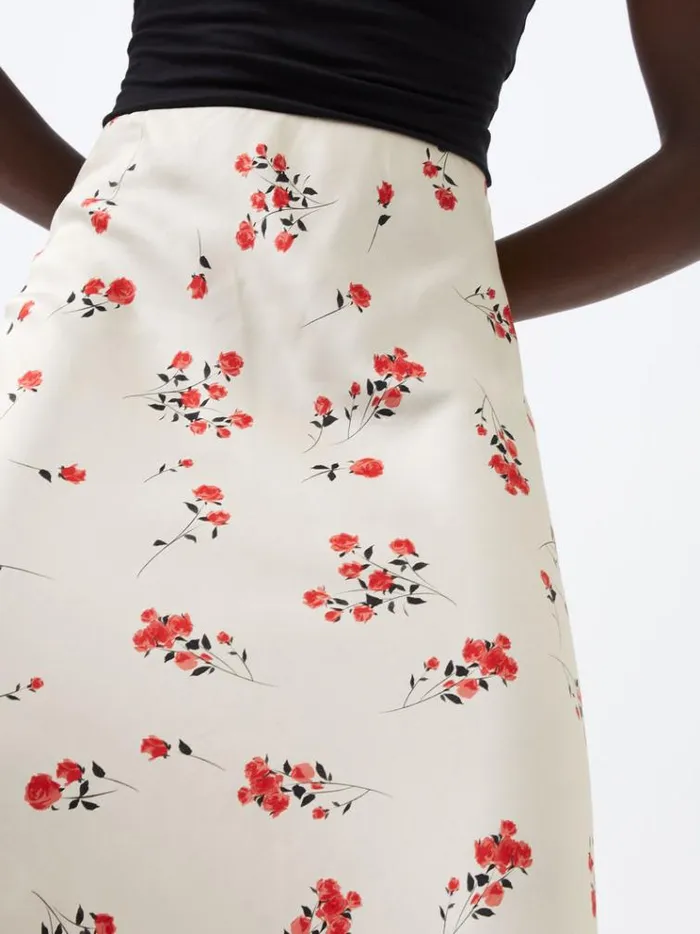 French Connection Skirts and Shorts Floramour Ennis Eco Satin Maxi Skirt Classic Cream Multi 8211 Woman