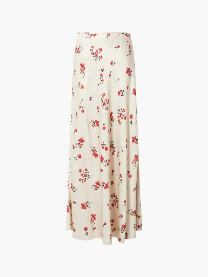 French Connection Skirts and Shorts Floramour Ennis Eco Satin Maxi Skirt Classic Cream Multi 8211 Woman