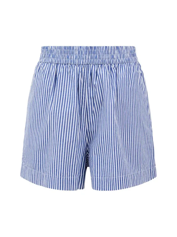 French Connection Skirts and Shorts Rhodes Poplin Stripe PullOn Shorts Linen Whitemarine 8211 Woman