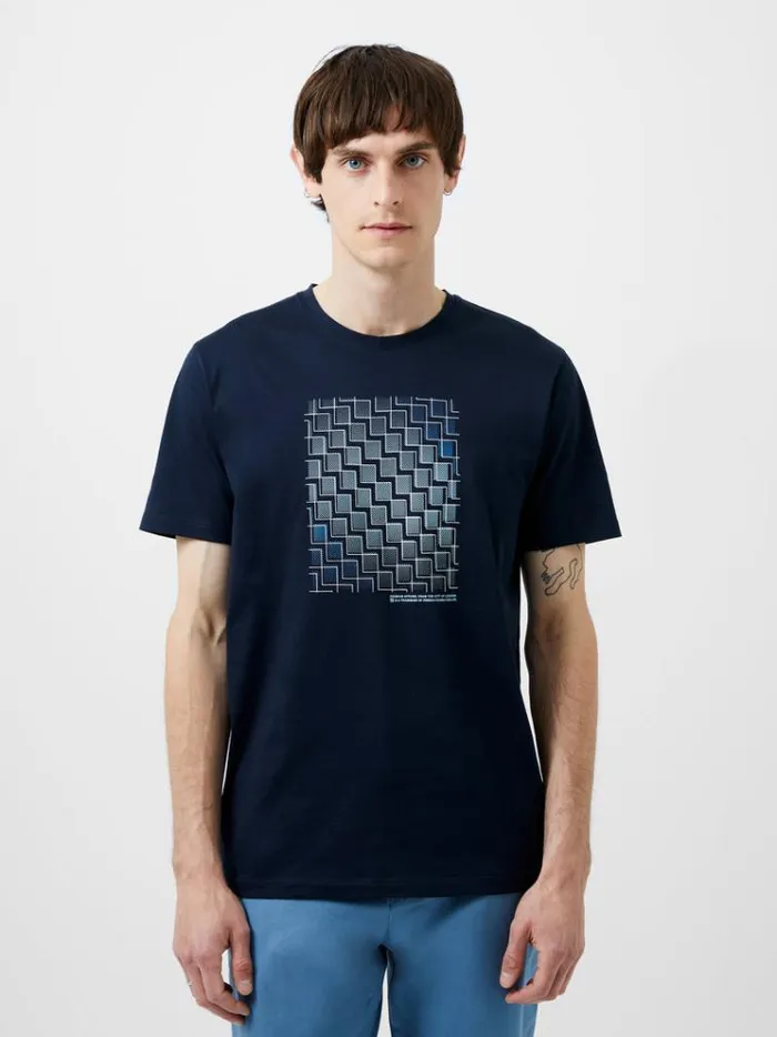 French Connection TShirts and Polo Shirts Abstract Steps Organic Graphic TShirt Marine 8211 Man French Connection TShirts and Polo Shirts Abstract Steps Organic Graphic TShirt Marine 8211 Man