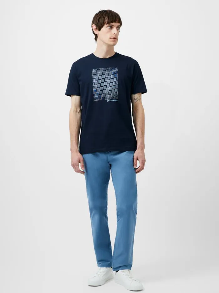 French Connection TShirts and Polo Shirts Abstract Steps Organic Graphic TShirt Marine 8211 Man