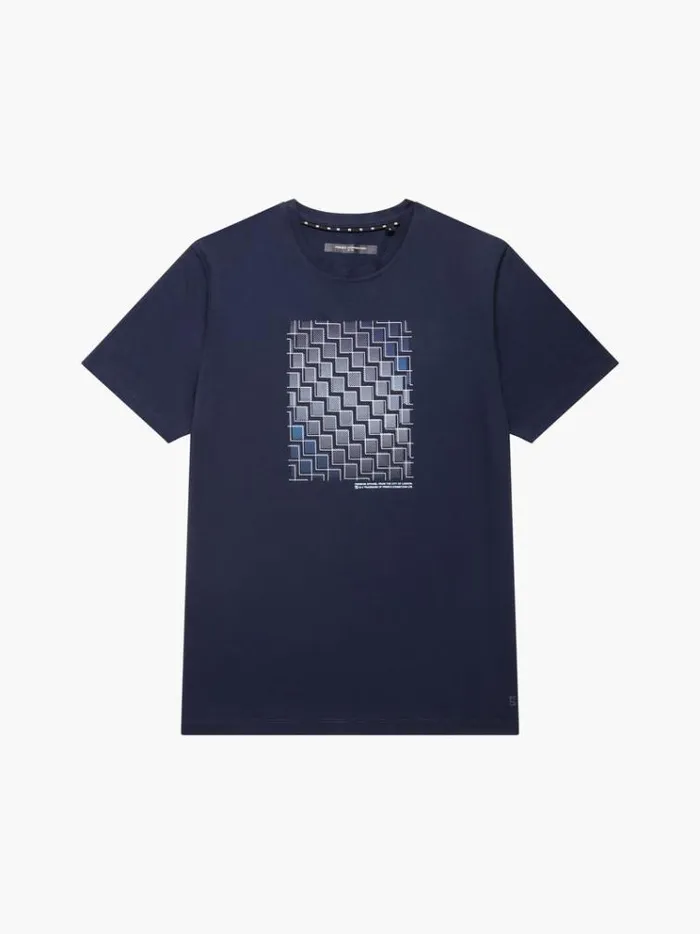 French Connection TShirts and Polo Shirts Abstract Steps Organic Graphic TShirt Marine 8211 Man