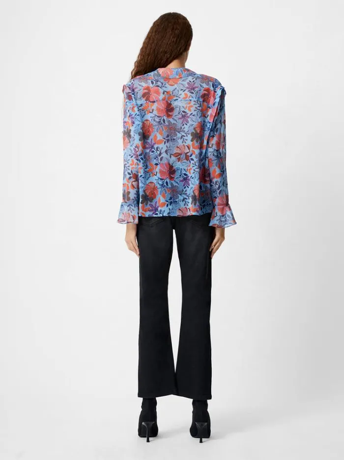 French Connection Tops Adalina Chiffon Popover Shirt Placid Blue 8211 Woman