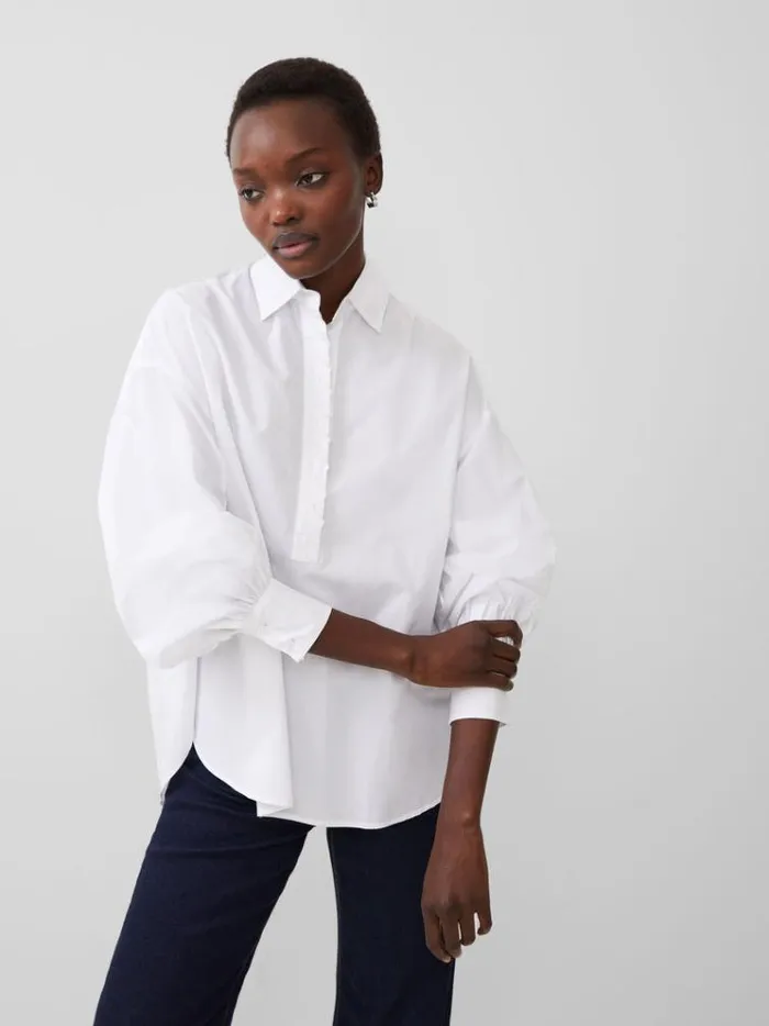 French Connection Tops Agnes Shirt Linen White 8211 Woman