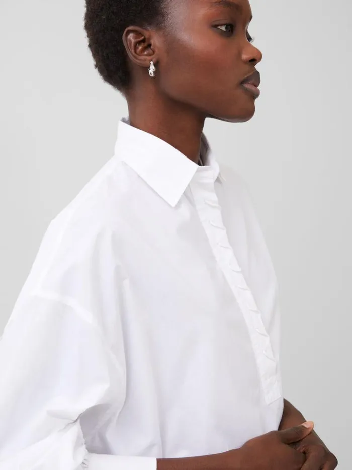 French Connection Tops Agnes Shirt Linen White 8211 Woman