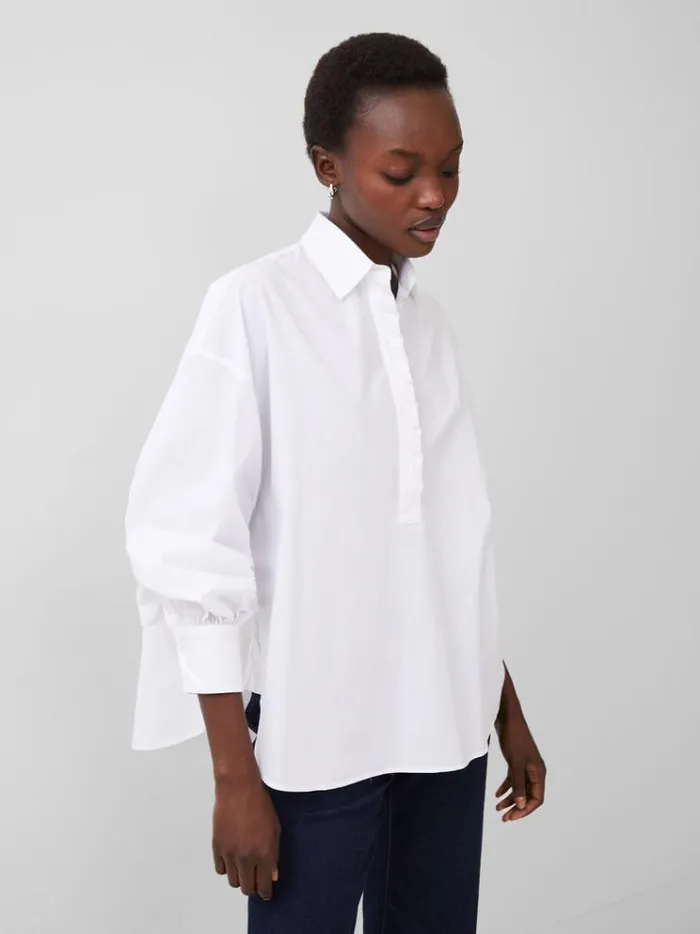 French Connection Tops Agnes Shirt Linen White 8211 Woman
