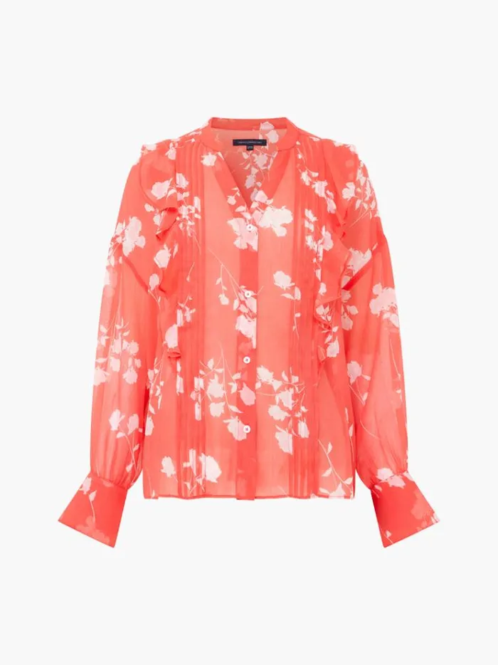 French Connection Tops Alessandra Recycled Crinkle Blouse Cayenne Redwhite 8211 Woman