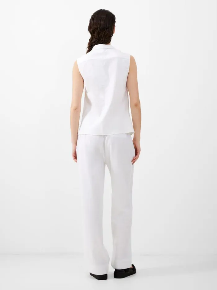 French Connection Tops Aofie Linen Twist Front Shirt Summer White 8211 Woman
