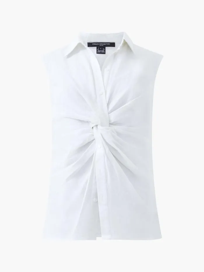French Connection Tops Aofie Linen Twist Front Shirt Summer White 8211 Woman