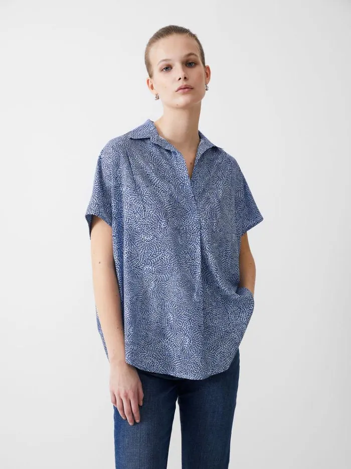 French Connection Tops Bernice Crepe Light Popover Placidbluedknvywht 8211 Woman French Connection Tops Bernice Crepe Light Popover Placidbluedknvywht 8211 Woman