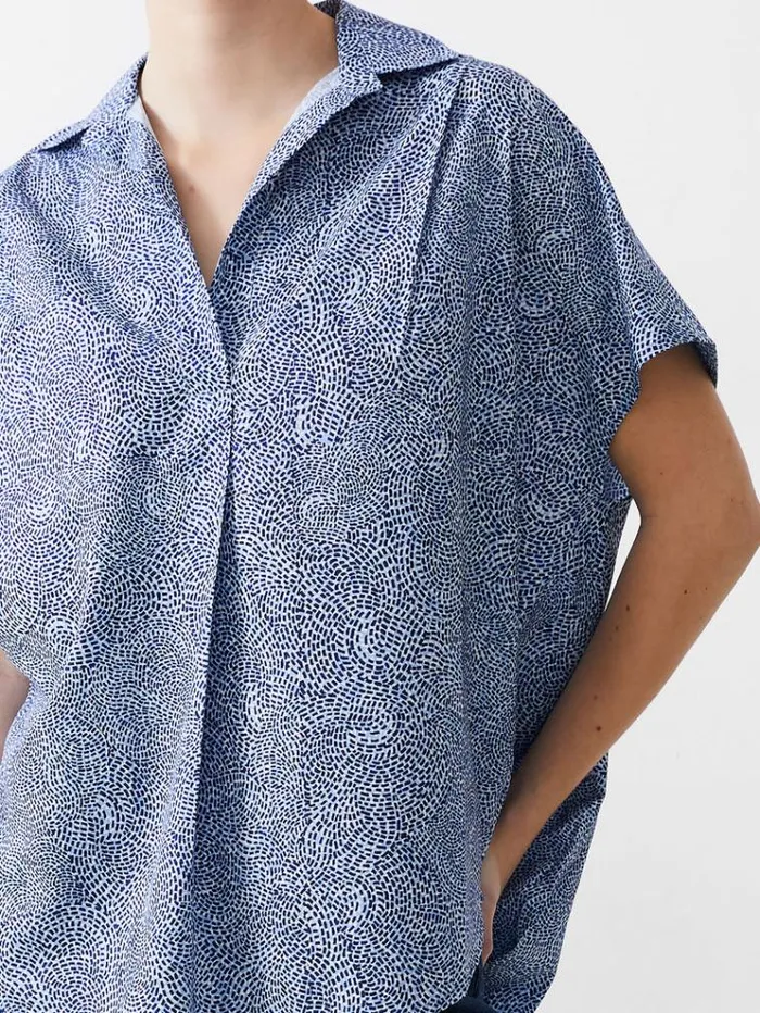 French Connection Tops Bernice Crepe Light Popover Placidbluedknvywht 8211 Woman
