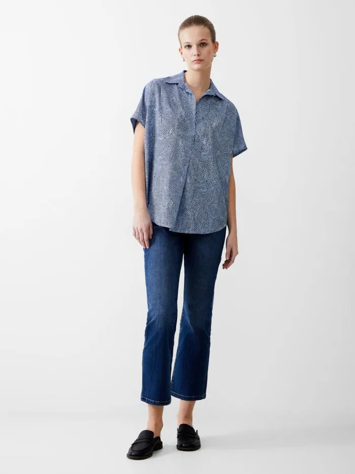 French Connection Tops Bernice Crepe Light Popover Placidbluedknvywht 8211 Woman
