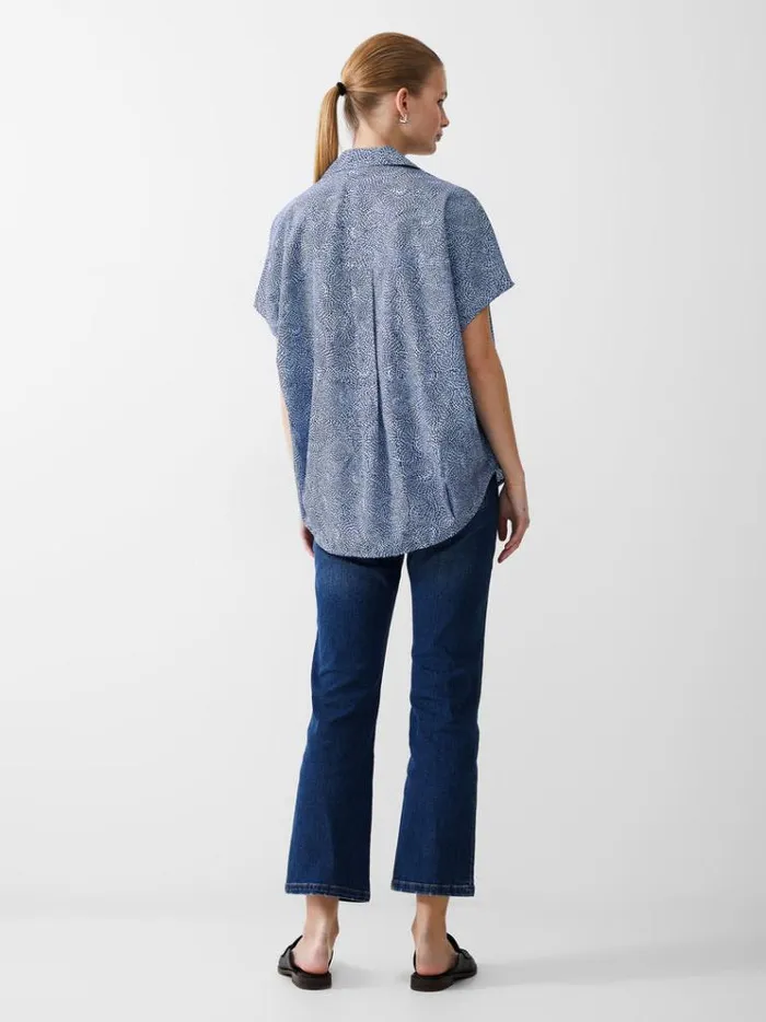 French Connection Tops Bernice Crepe Light Popover Placidbluedknvywht 8211 Woman