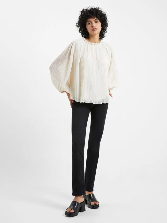 French Connection Tops Callie Lurex Pleated Top Classic Cream 8211 Woman