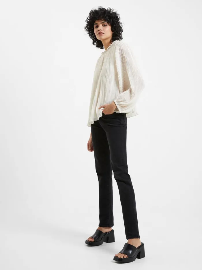 French Connection Tops Callie Lurex Pleated Top Classic Cream 8211 Woman