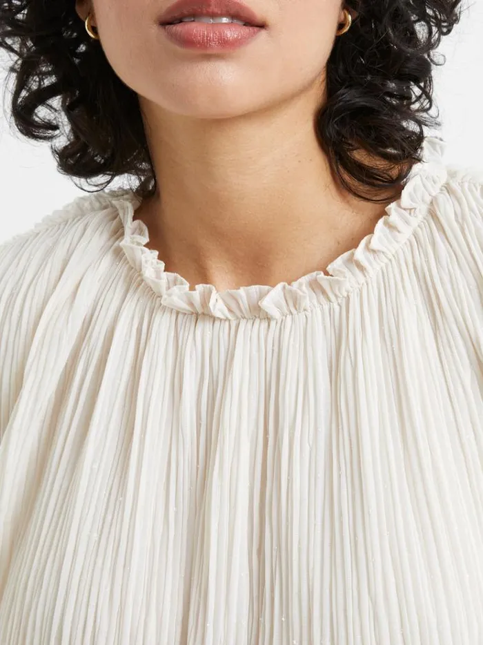French Connection Tops Callie Lurex Pleated Top Classic Cream 8211 Woman