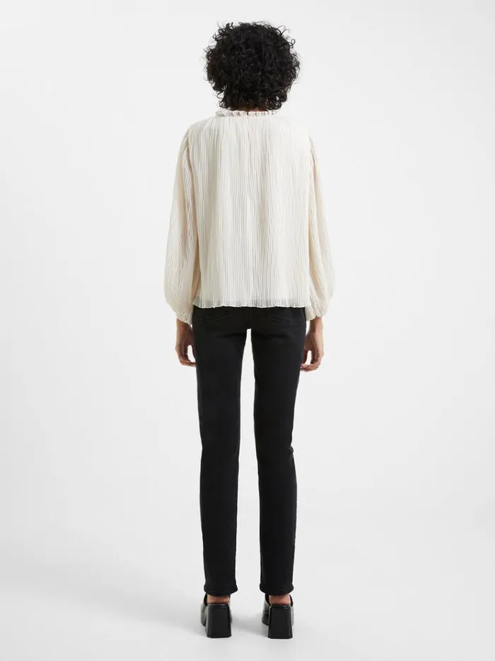 French Connection Tops Callie Lurex Pleated Top Classic Cream 8211 Woman