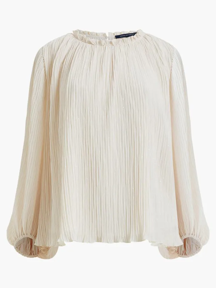 French Connection Tops Callie Lurex Pleated Top Classic Cream 8211 Woman