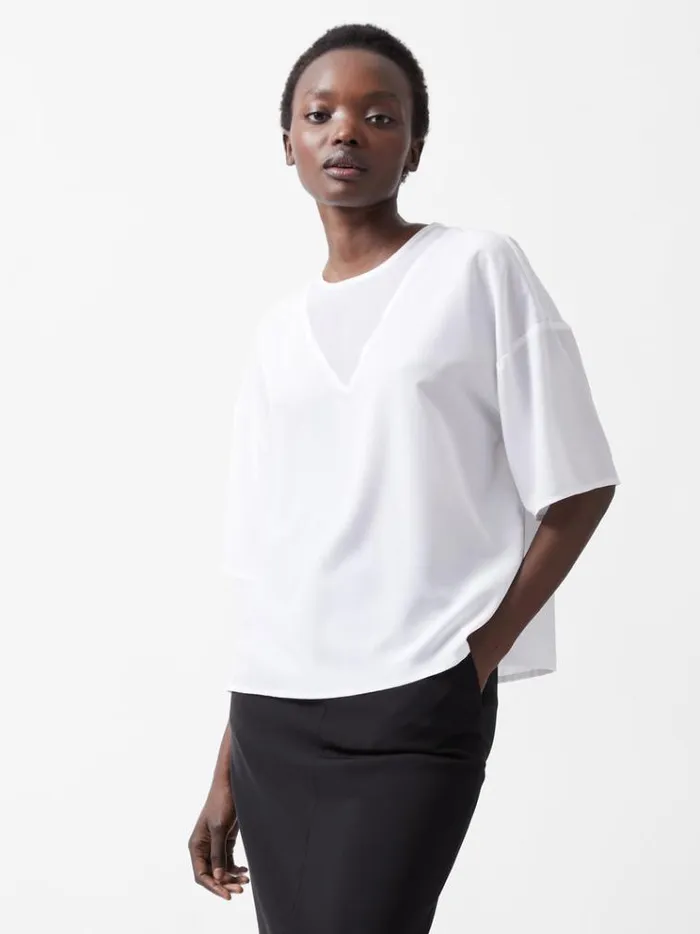 French Connection Tops Capriana Crepe Top Linen White 8211 Woman