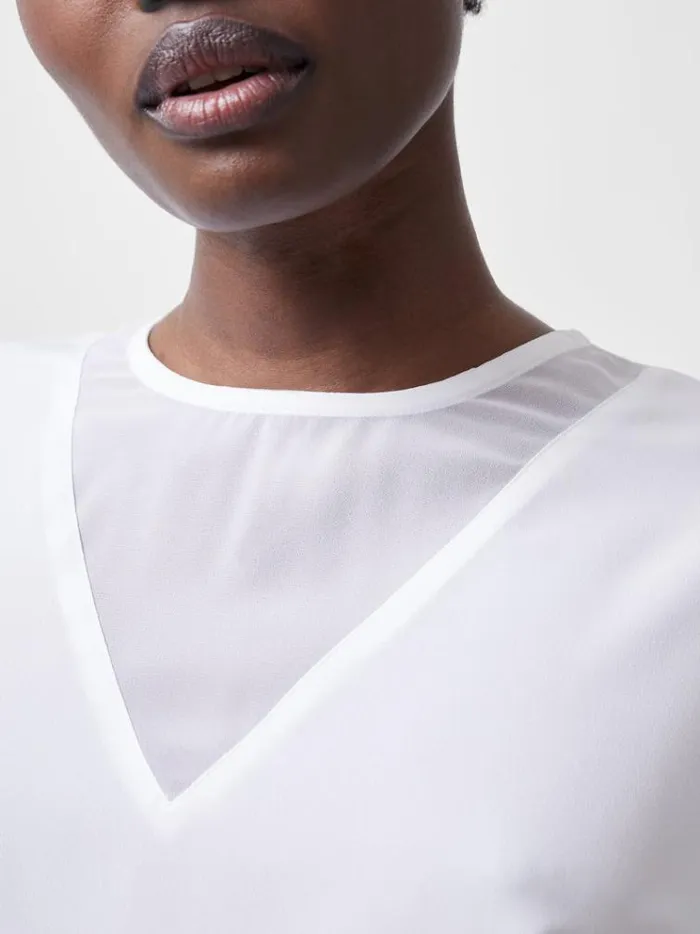 French Connection Tops Capriana Crepe Top Linen White 8211 Woman