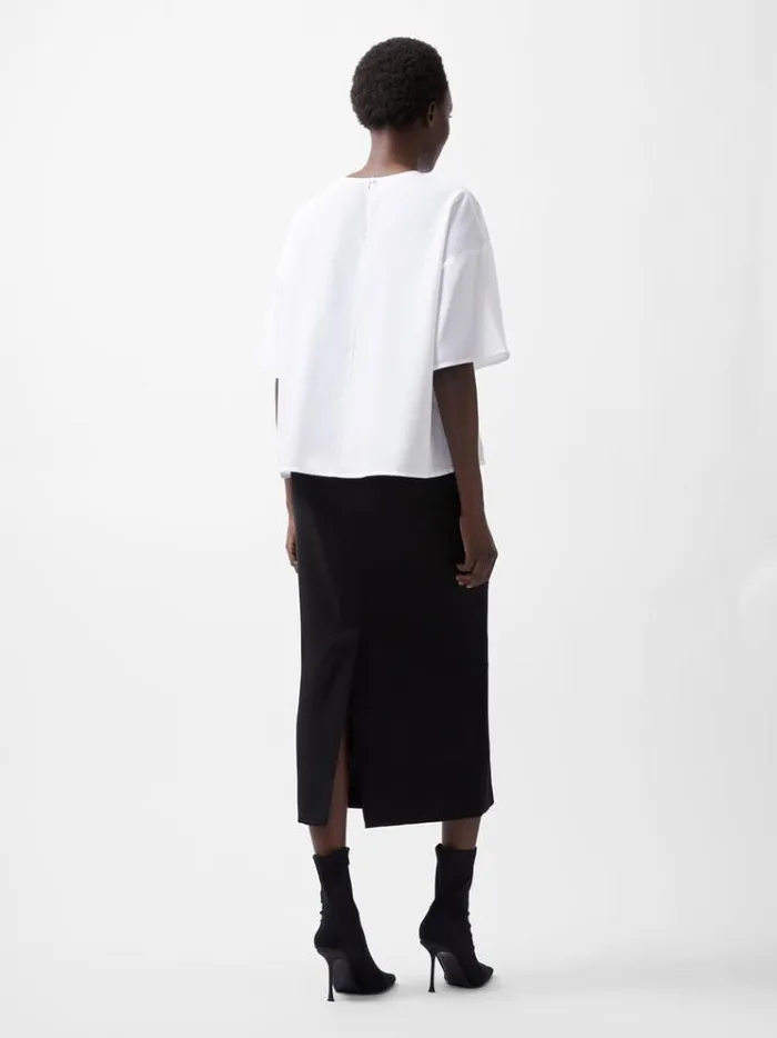 French Connection Tops Capriana Crepe Top Linen White 8211 Woman