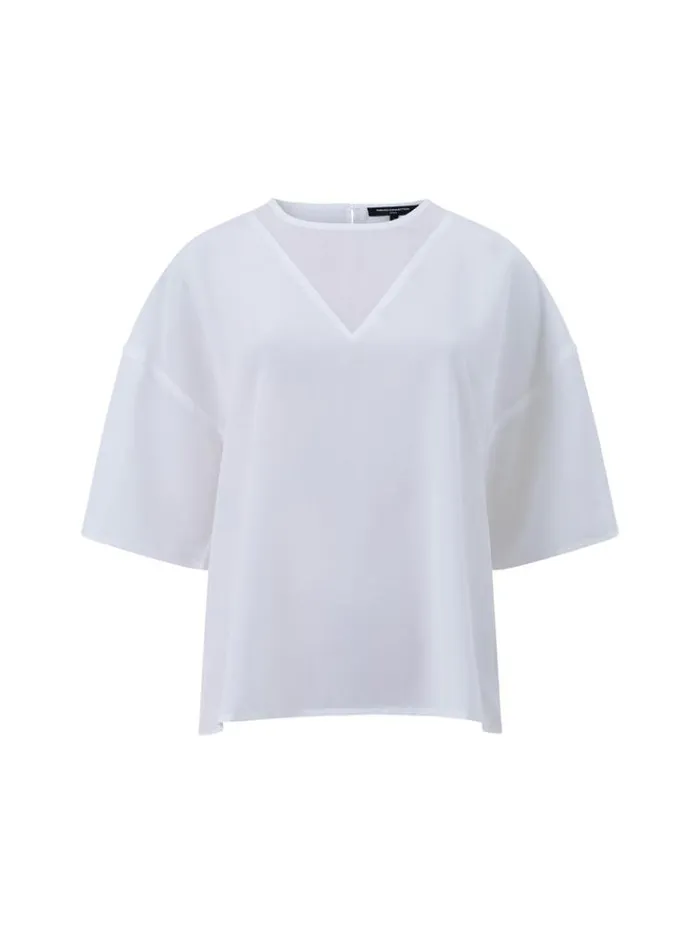 French Connection Tops Capriana Crepe Top Linen White 8211 Woman