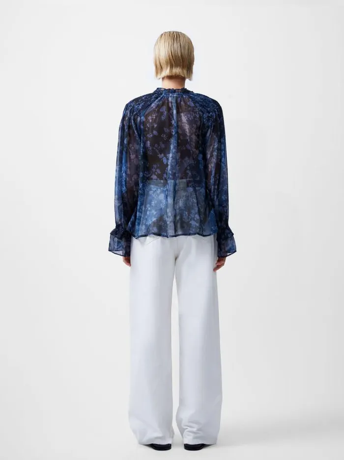 French Connection Tops Dawn Recycled Hallie Crinkle Blouse Indigo 8211 Woman
