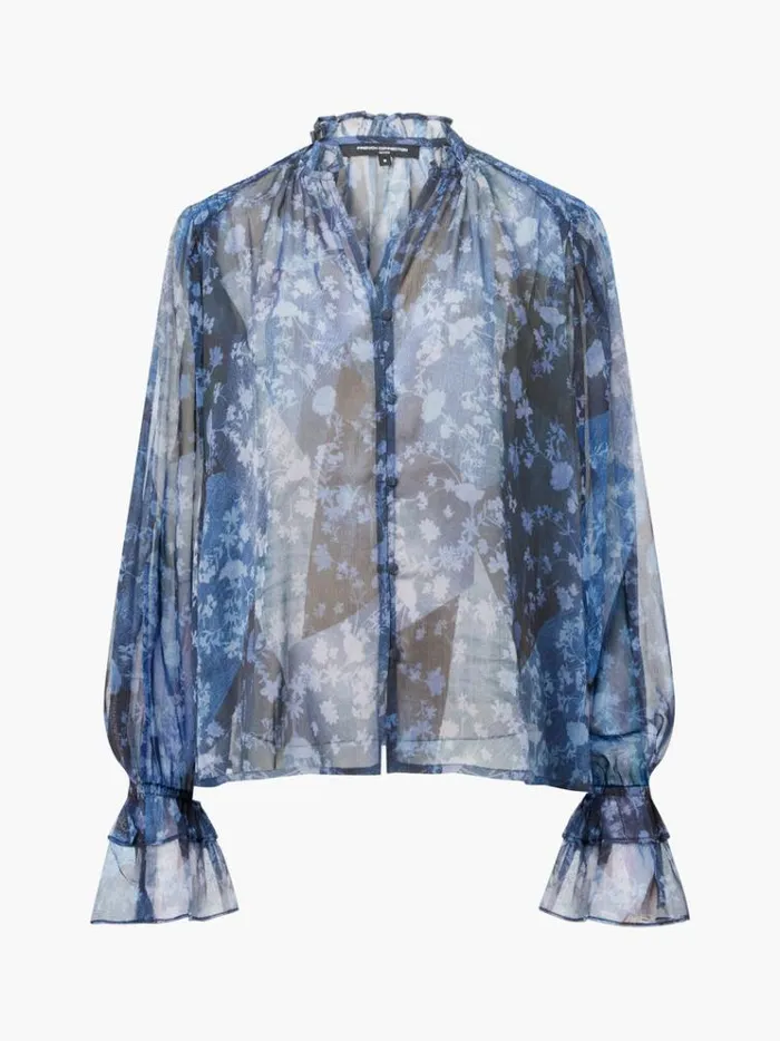 French Connection Tops Dawn Recycled Hallie Crinkle Blouse Indigo 8211 Woman