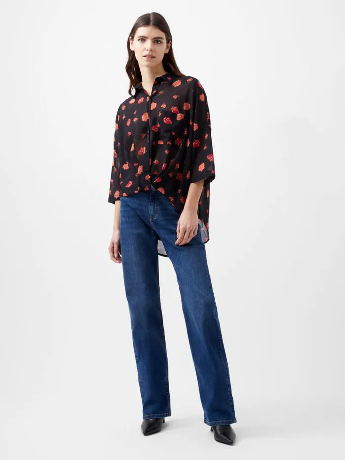French Connection Tops Ella Rose Twist Front Shirt Marine Multi 8211 Woman