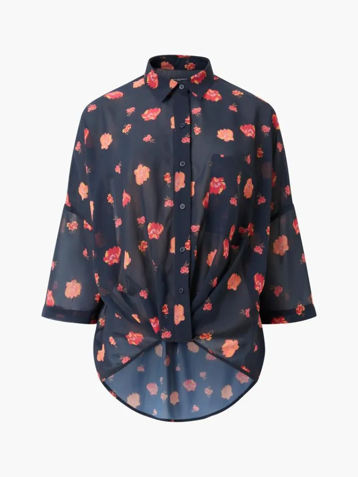 French Connection Tops Ella Rose Twist Front Shirt Marine Multi 8211 Woman