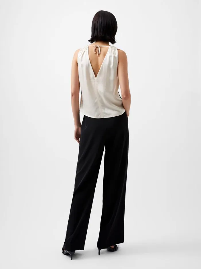 French Connection Tops Ennis Eco Satin Lace Top Classic Creamblacko 8211 Woman