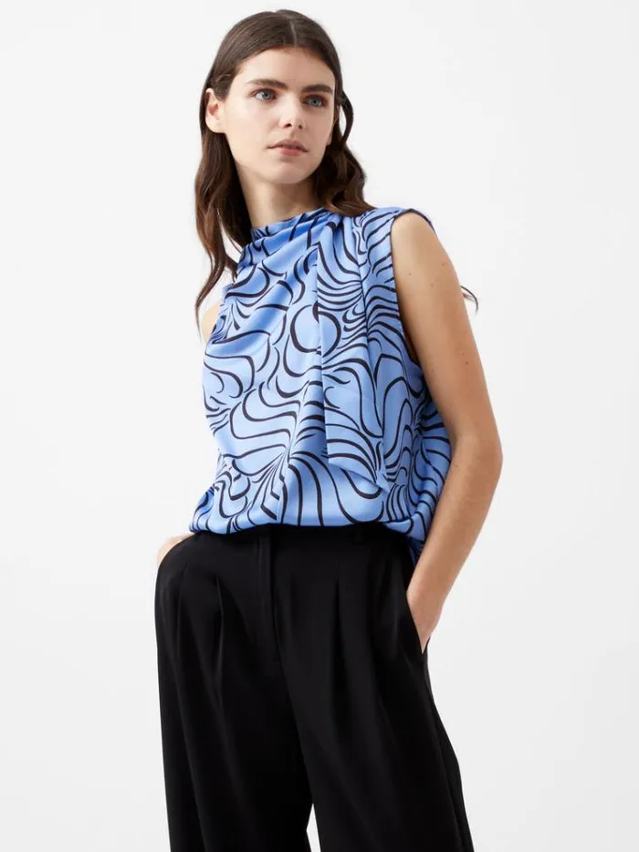 French Connection Tops Felecia Eliza Top Dusted Blueblackout 8211 Woman