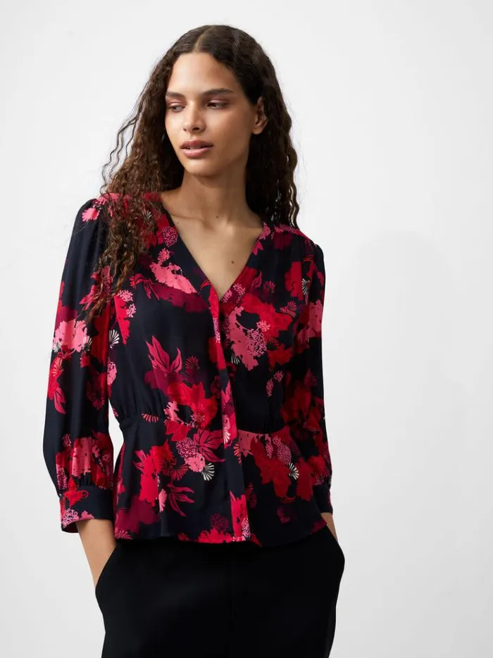 French Connection Tops Foliage Chiara Balloon Sleeve Top Blackout Multi 8211 Woman French Connection Tops Foliage Chiara Balloon Sleeve Top Blackout Multi 8211 Woman