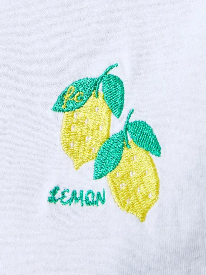 French Connection Tops Lemon Embroidered TShirt White 8211 Woman