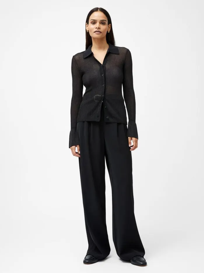 French Connection Tops Lurex Mix Collared Top Black 8211 Woman