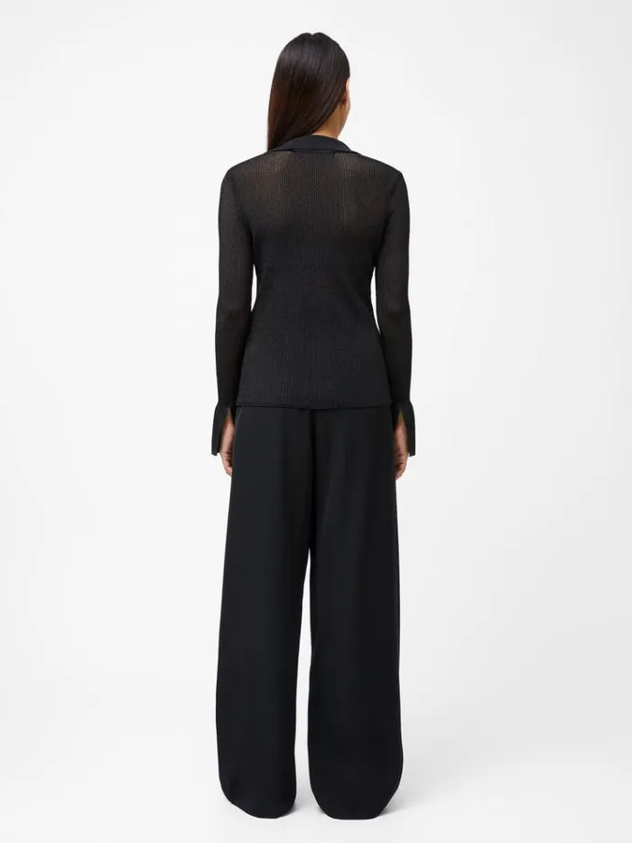 French Connection Tops Lurex Mix Collared Top Black 8211 Woman