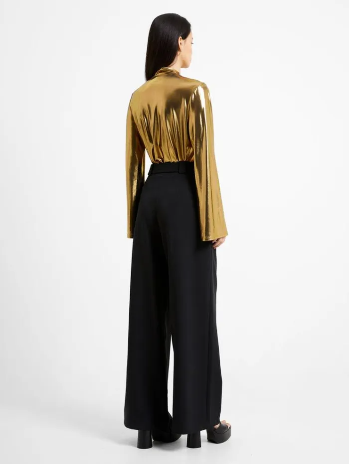 French Connection Tops Ronja Liquid Metal Shirt Gold 8211 Woman