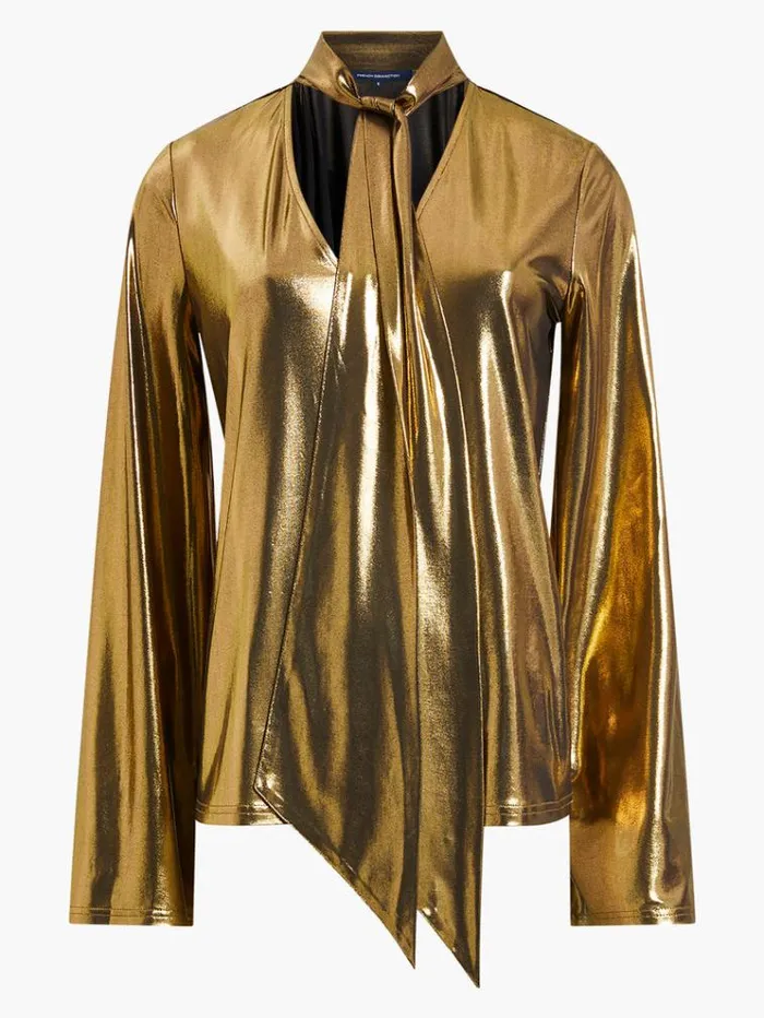 French Connection Tops Ronja Liquid Metal Shirt Gold 8211 Woman