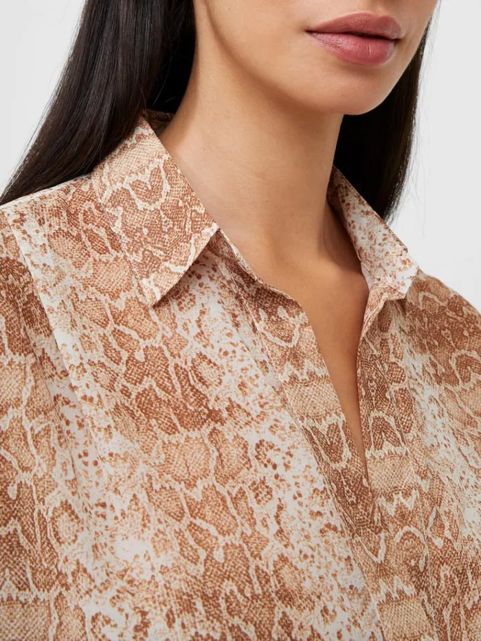 French Connection Tops Snake Smooth Georgette Popover Shirt Snake 8211 Woman