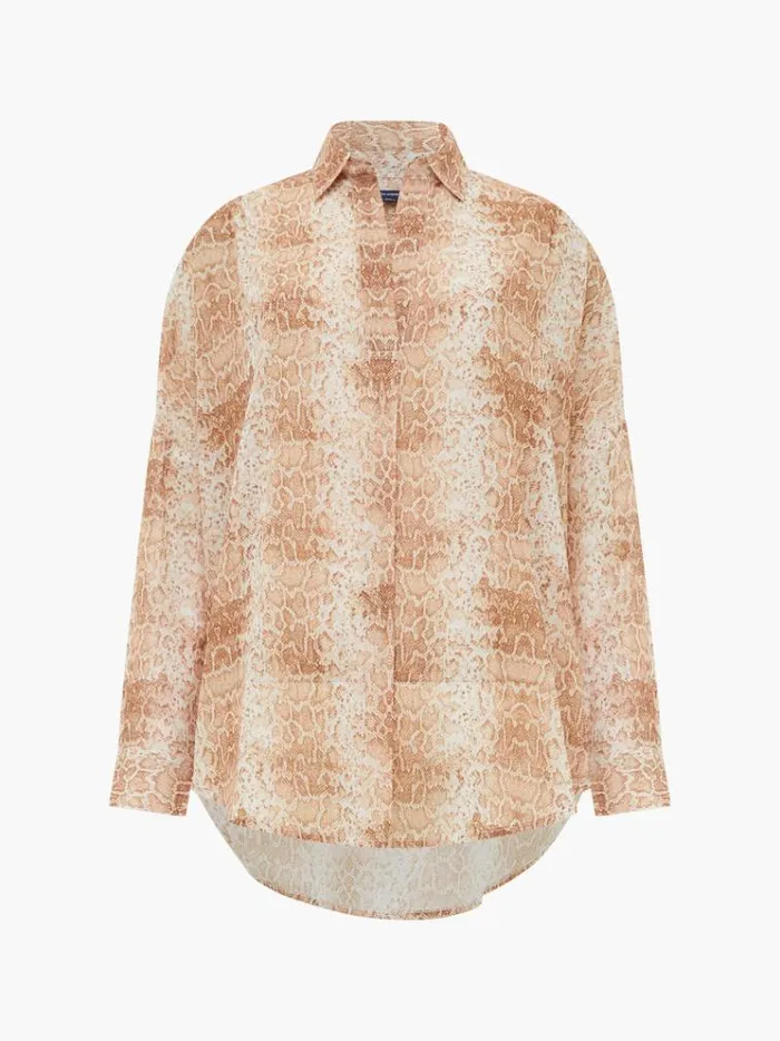 French Connection Tops Snake Smooth Georgette Popover Shirt Snake 8211 Woman
