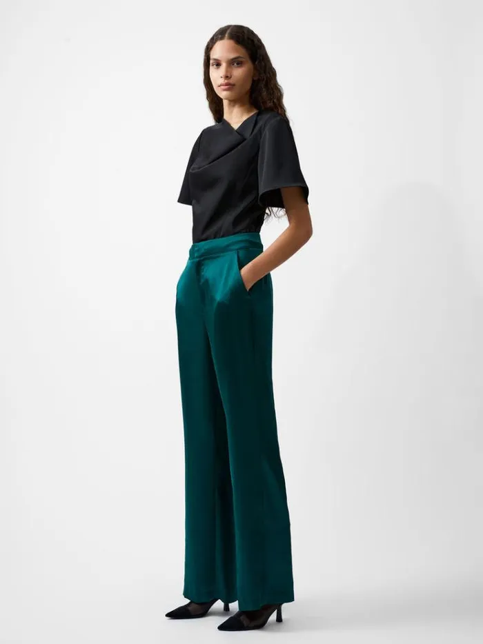 French Connection Trousers Carey Satin Trousers Forest 8211 Woman