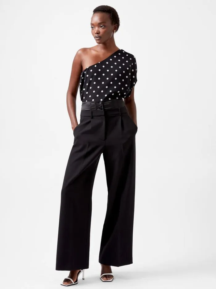 French Connection Trousers Gemma Carey Satin Tuxedo Trousers Blackout 8211 Woman