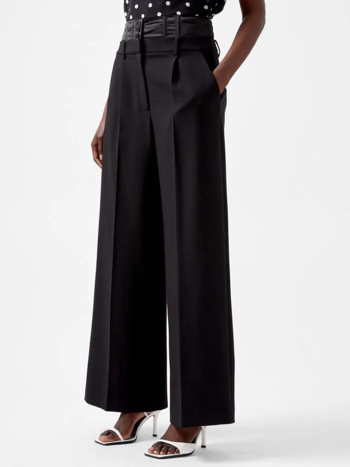 French Connection Trousers Gemma Carey Satin Tuxedo Trousers Blackout 8211 Woman