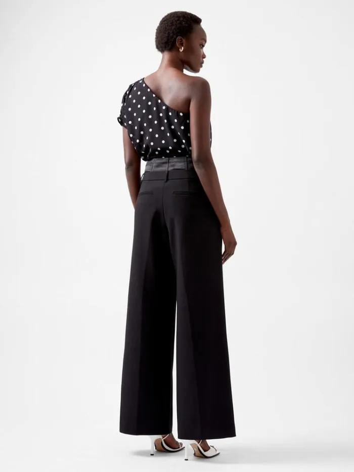 French Connection Trousers Gemma Carey Satin Tuxedo Trousers Blackout 8211 Woman