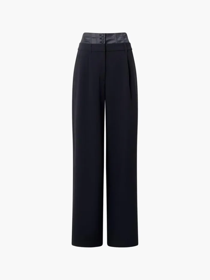 French Connection Trousers Gemma Carey Satin Tuxedo Trousers Blackout 8211 Woman
