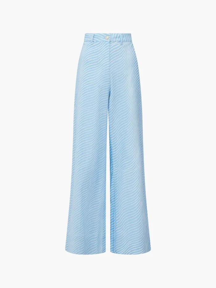 French Connection Trousers Hadley Ateena Twill Wide Fit Trousers 34 Inch Blue Mist 8211 Woman
