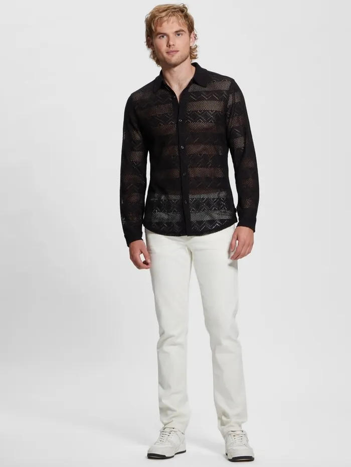 Geo Crochet Shirt Black Shirts GUESS Men