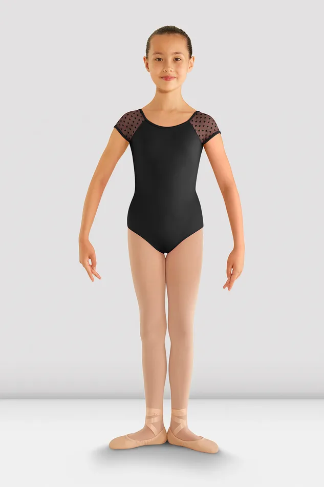 Girls Heart Mesh Cap Sleeve Leotard Black Children Leotards Bloch