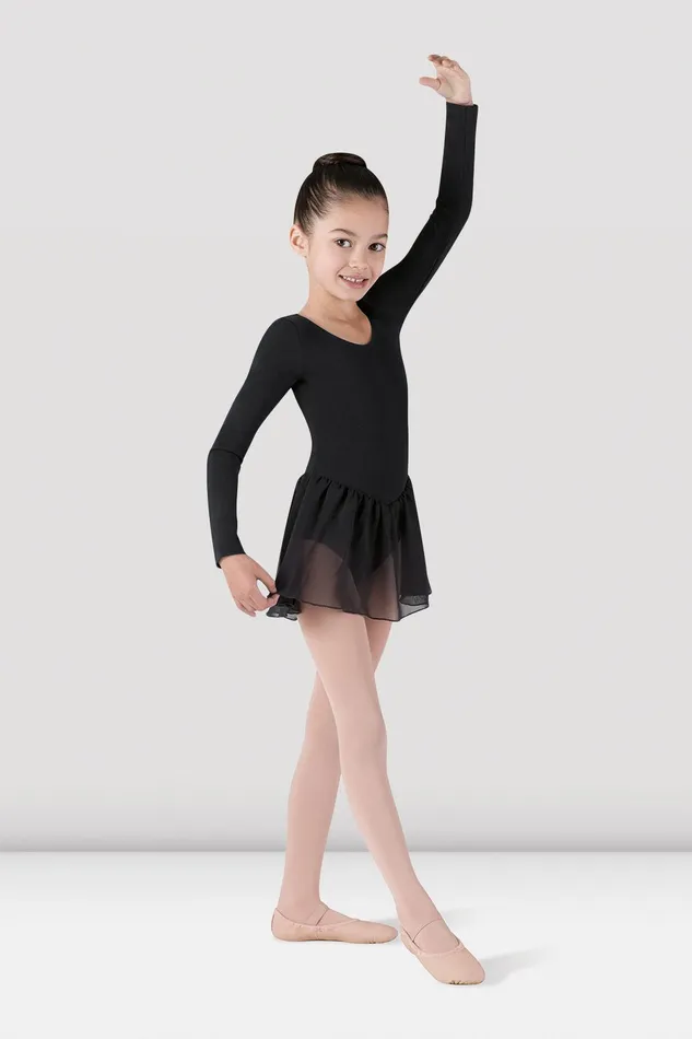 Girls Long Sleeve Skirted Leotard Black Children Dresses Bloch